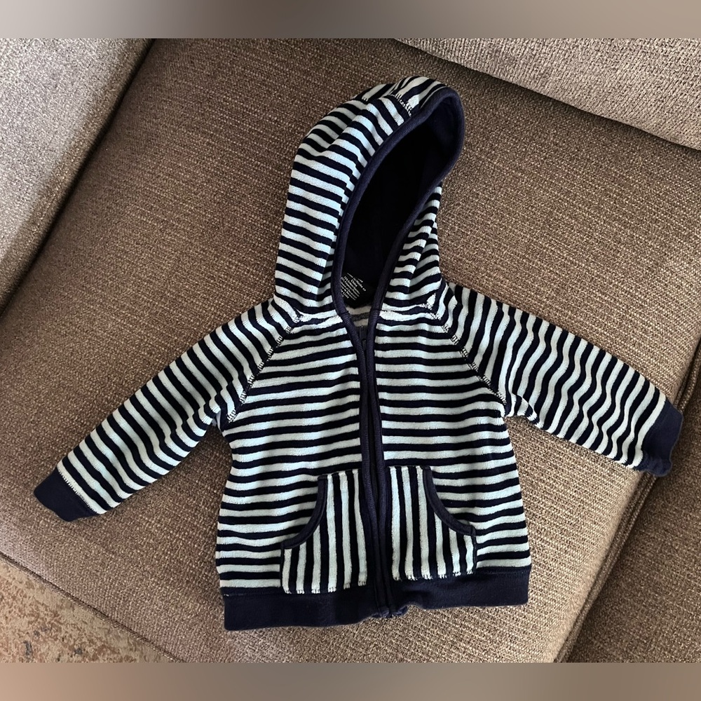 Faded Glory Navy and Light Blue Striped Baby Hoodie